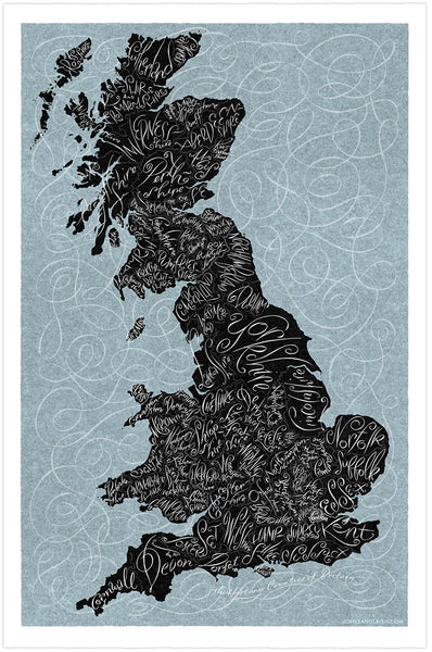 Historic Counties of Britain Map, Light Background