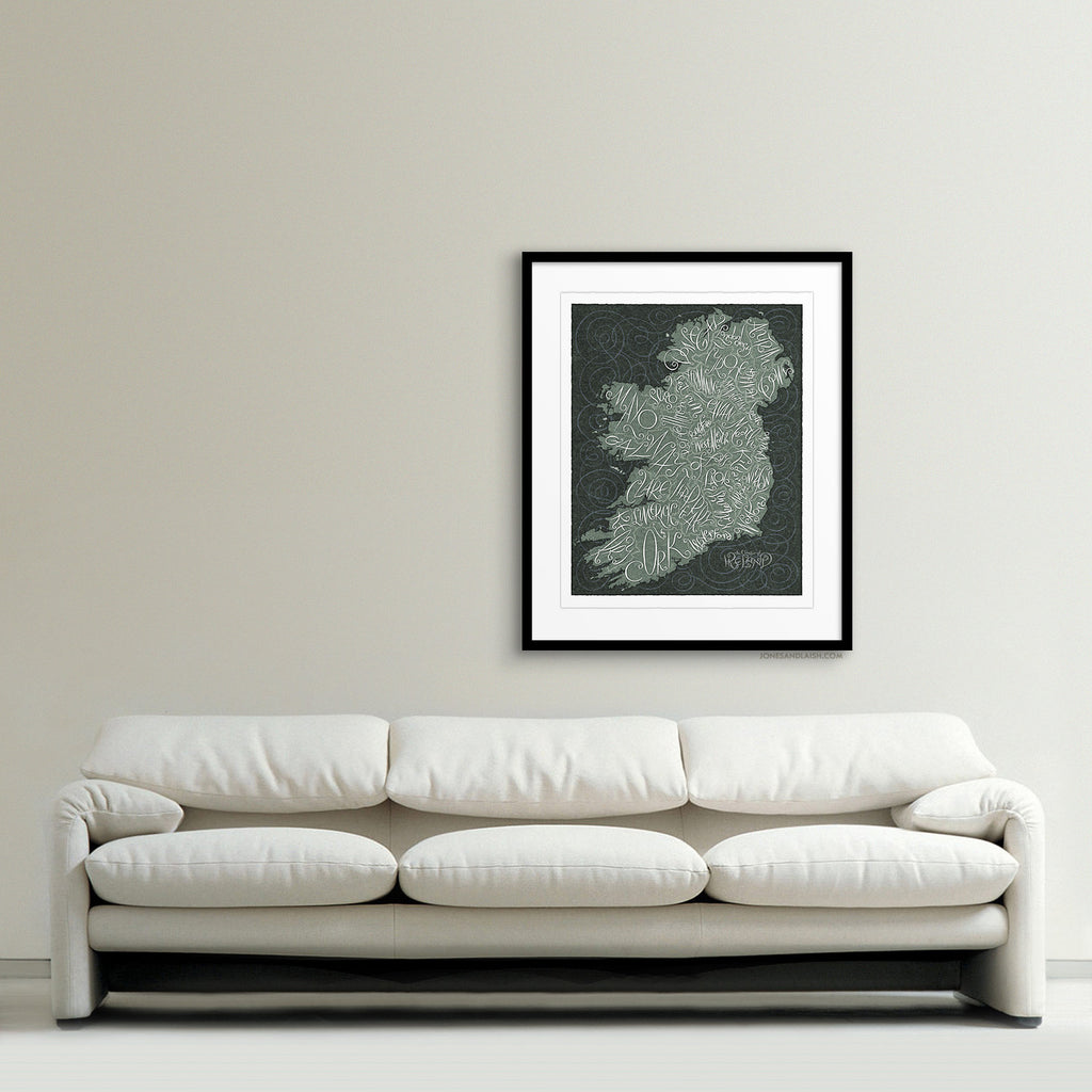 The Counties of Ireland Map, Dark Background