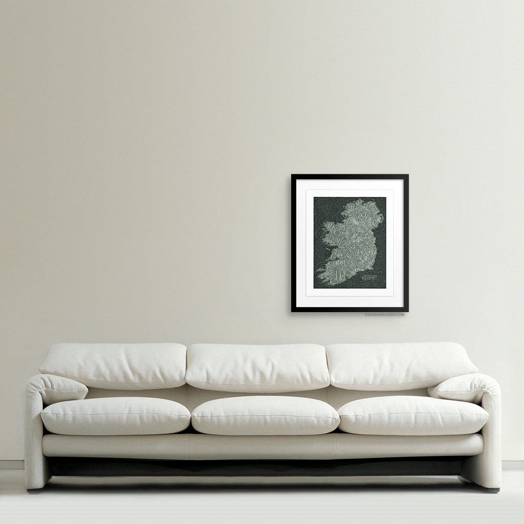 The Counties of Ireland Map, Dark Background