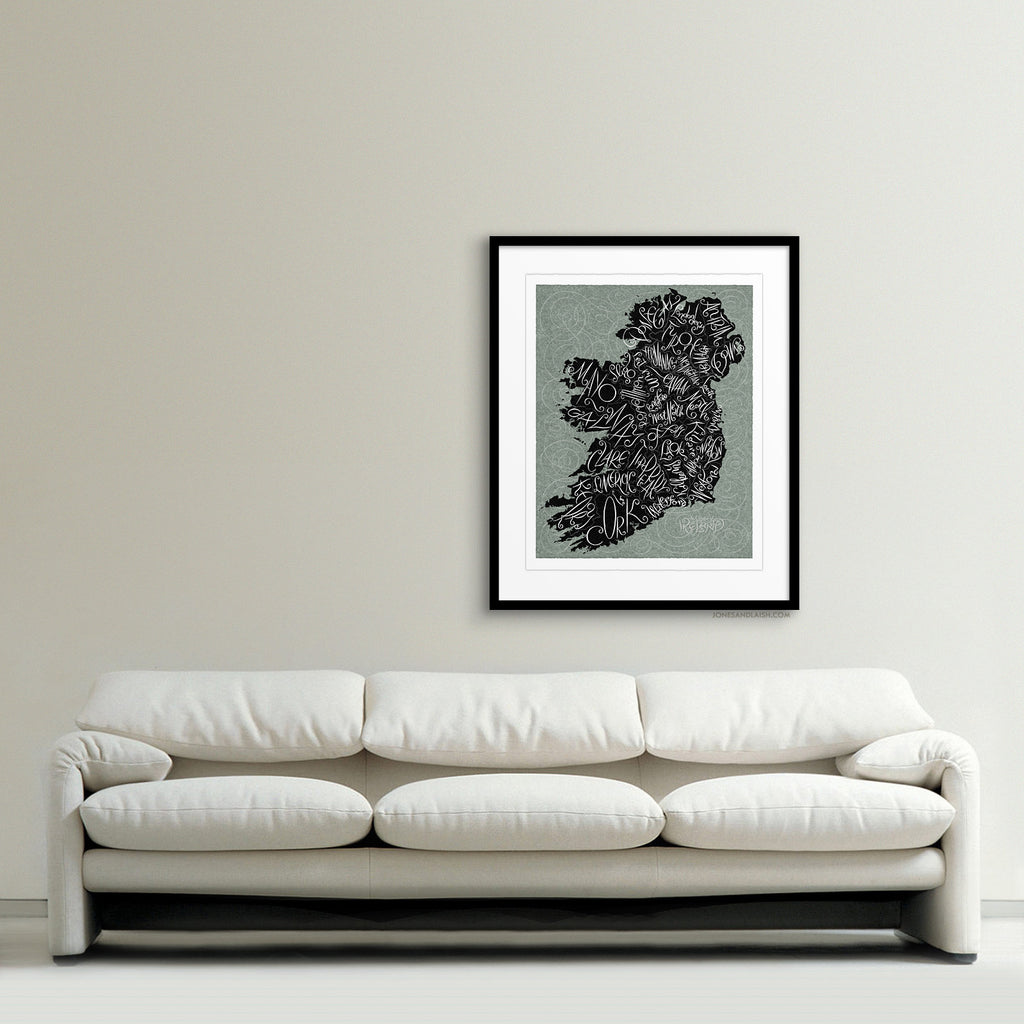 The Counties of Ireland Map, Light Background