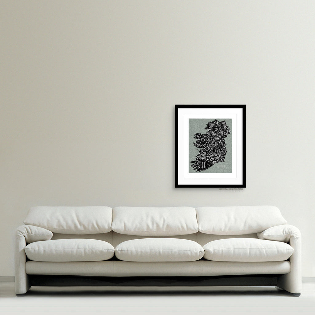 The Counties of Ireland Map, Light Background