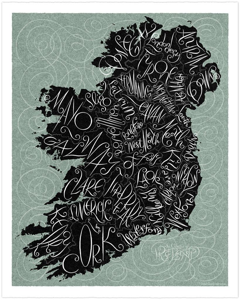 The Counties of Ireland Map, Light Background