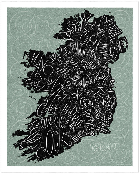 The Counties of Ireland Map, Light Background