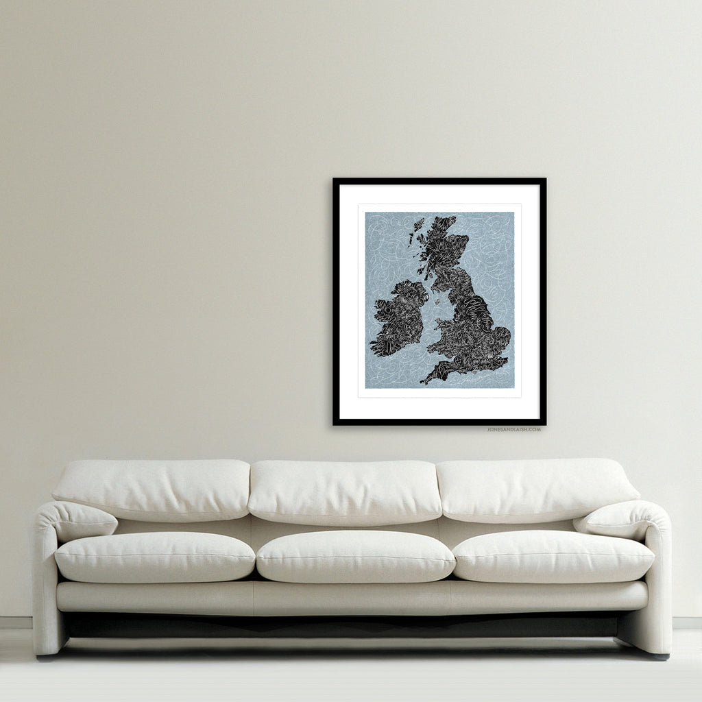 British Isles Map, Light Background