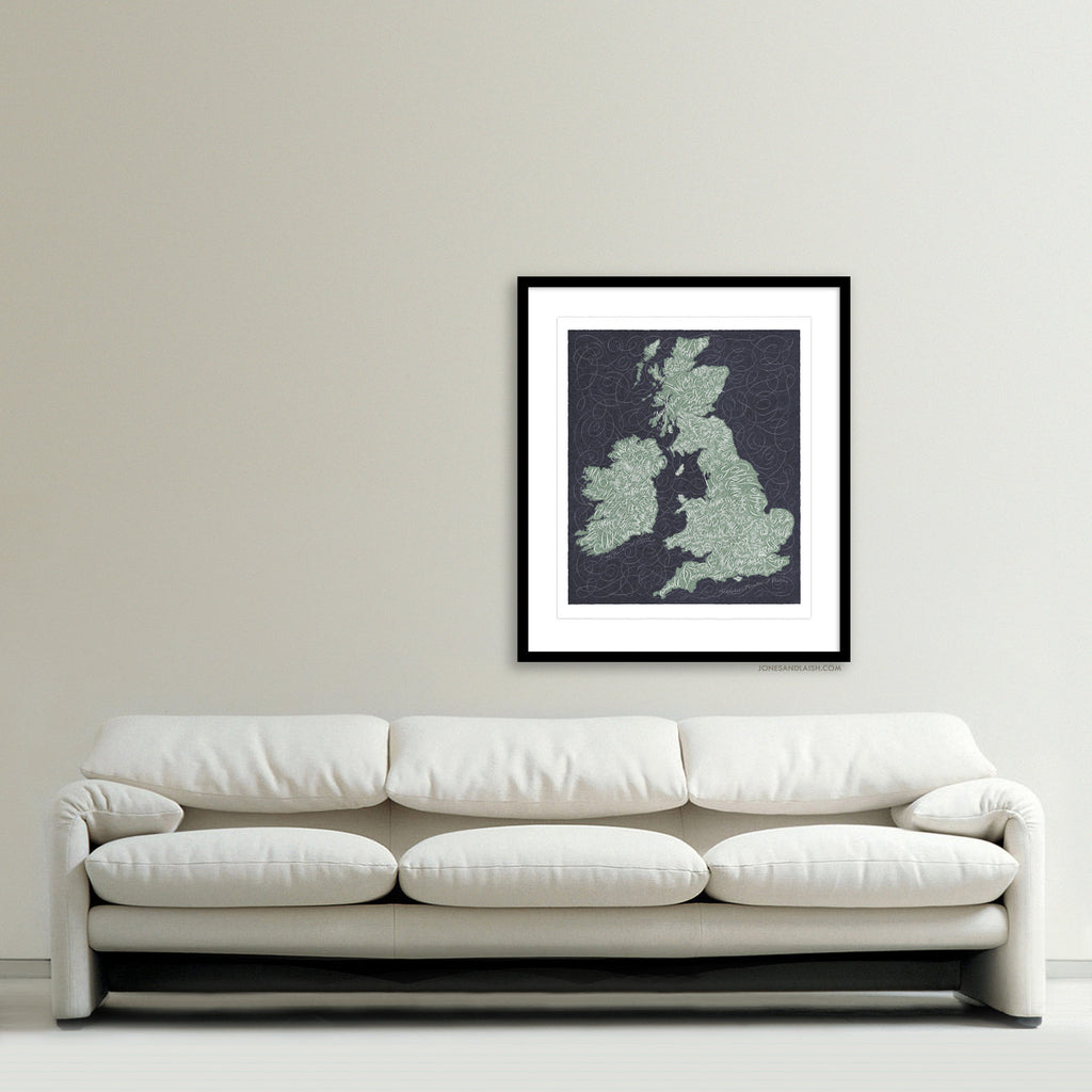 British Isles Map, Dark Background