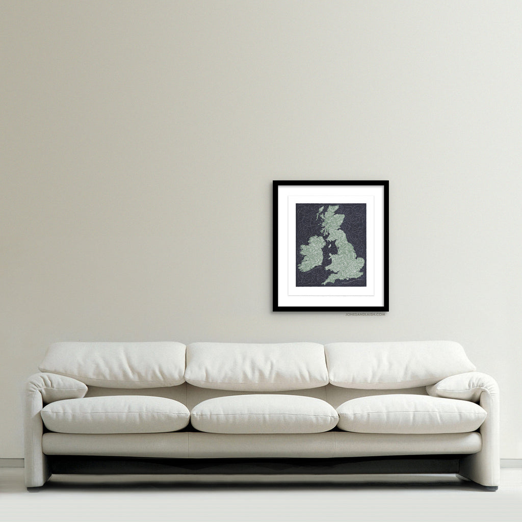 British Isles Map, Dark Background