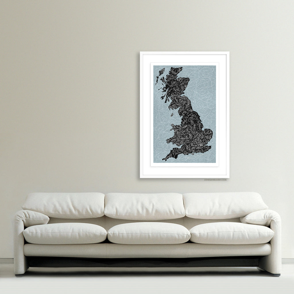 Historic Counties of Britain Map, Light Background