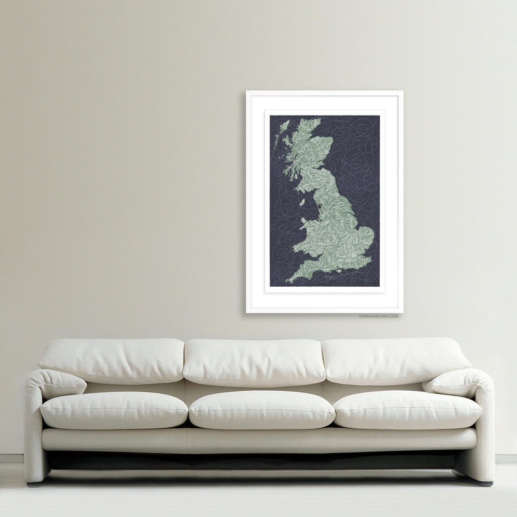 Historic Counties of Britain Map, Dark Background