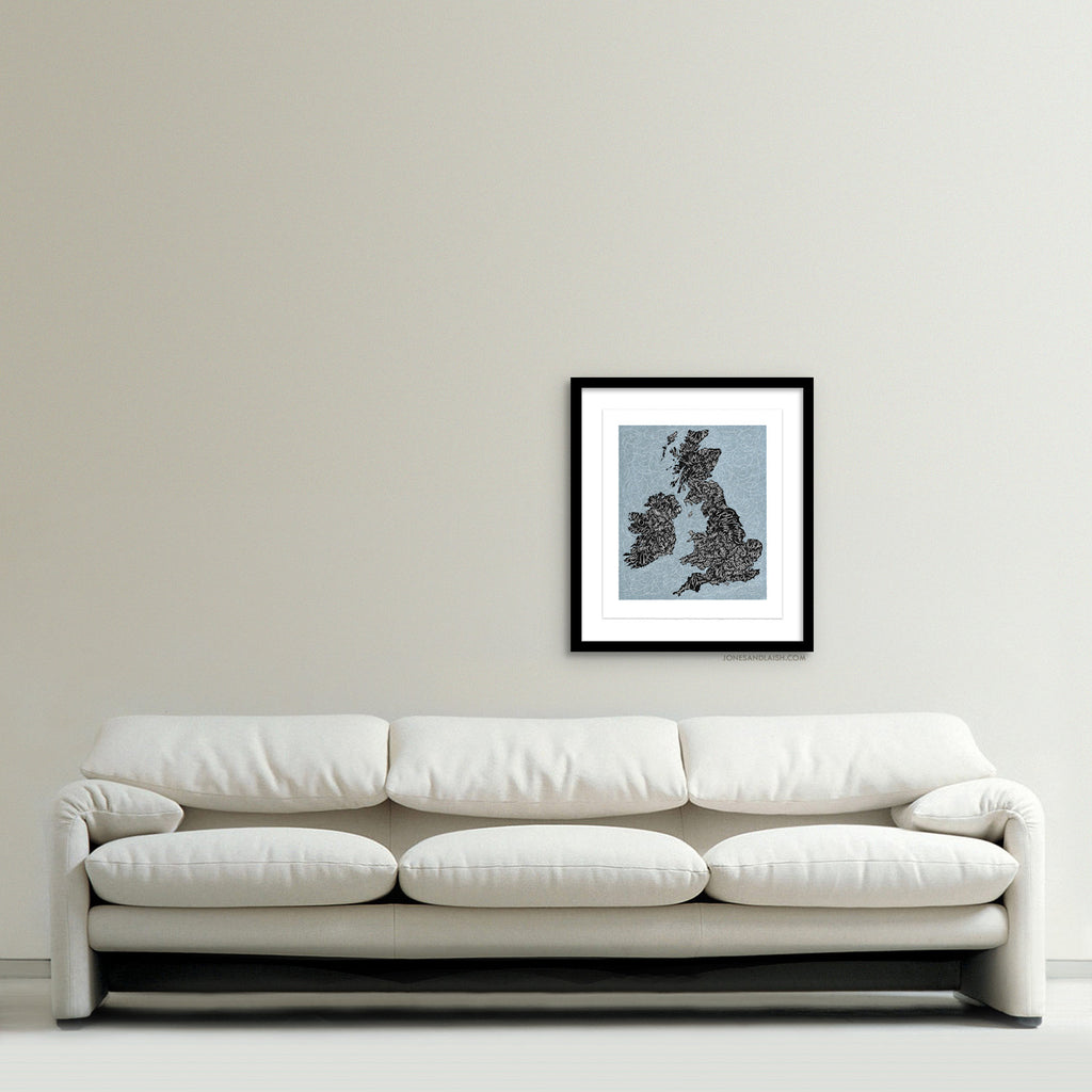 British Isles Map, Light Background