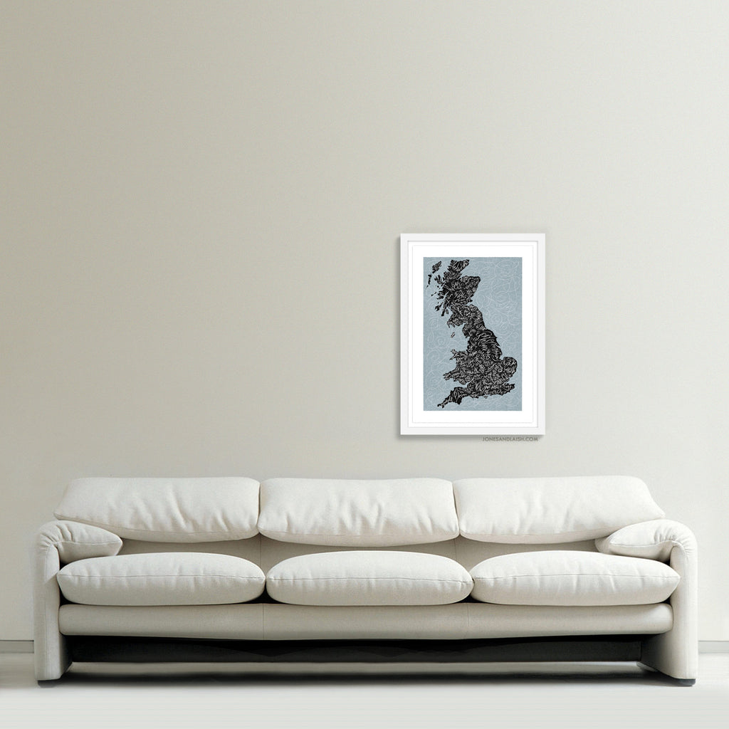 Historic Counties of Britain Map, Light Background