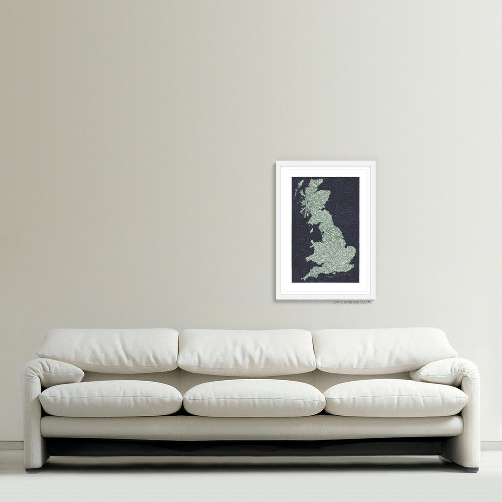 Historic Counties of Britain Map, Dark Background